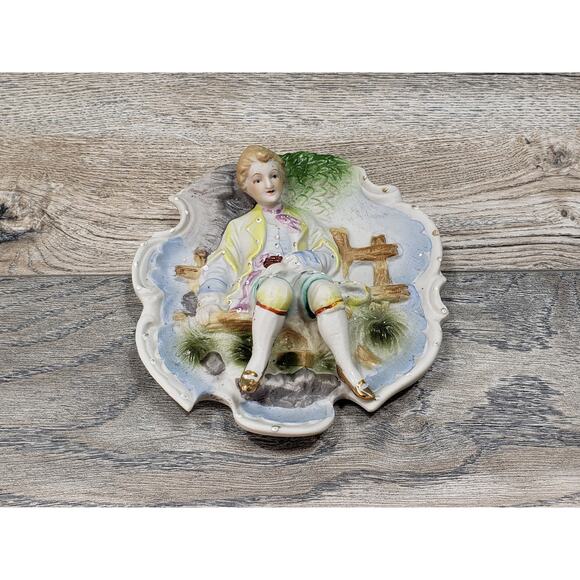 Chase Hand Painted Bisque 3d wall hanging made in japan - Picture 1 of 8